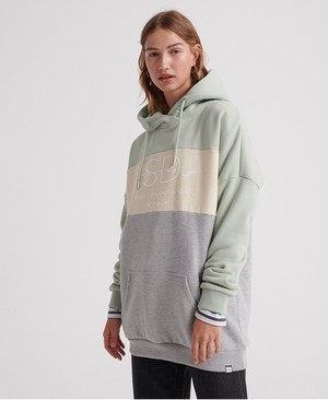 Superdry Linnea Colour Block Női Kapucnis Pulóver Olivazöld | MKUTW4798